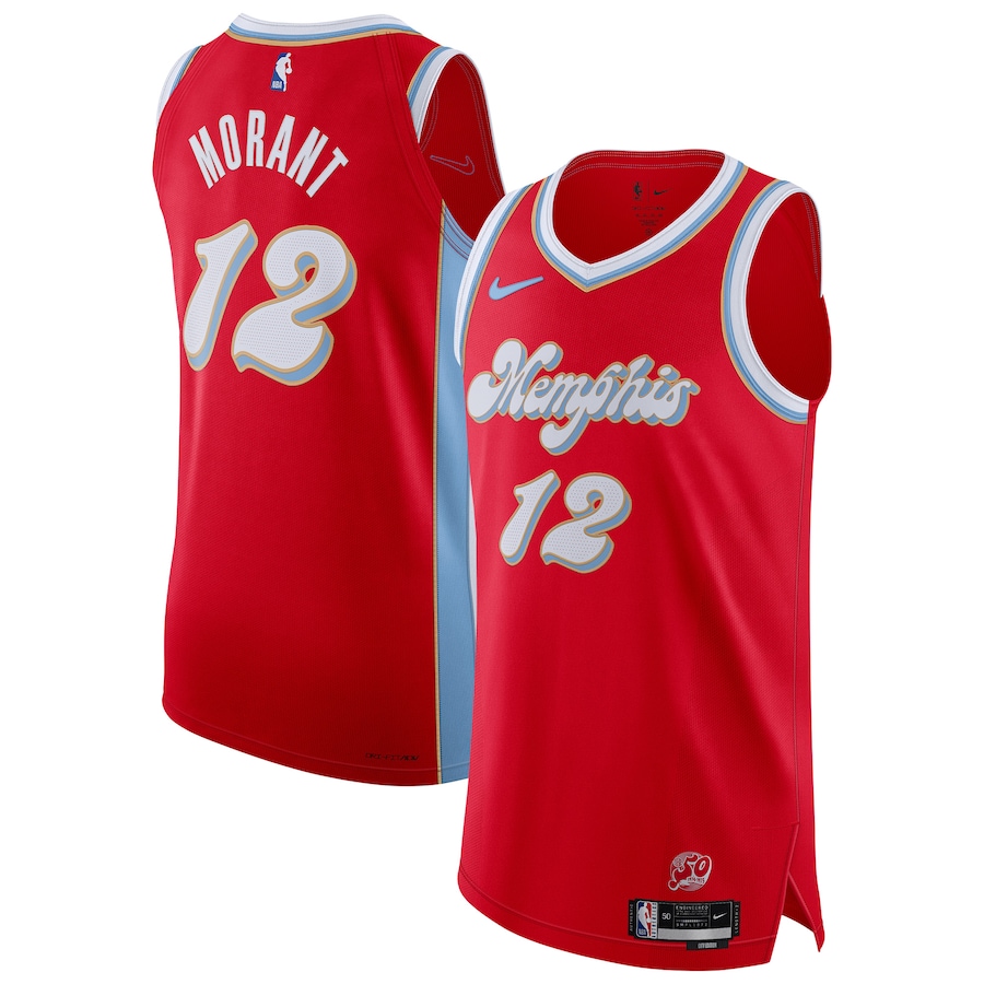 Men Memphis Grizzlies #12 Ja Morant Nike Red City Edition 2024-25 Authentic Player NBA Jersey->memphis grizzlies->NBA Jersey